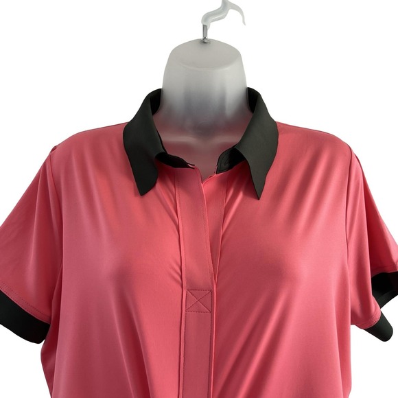 Belyn Key Keystone Short Sleeve Shirt Womens Large‎ Coral Black Golf Top NWT - Picture 2 of 16